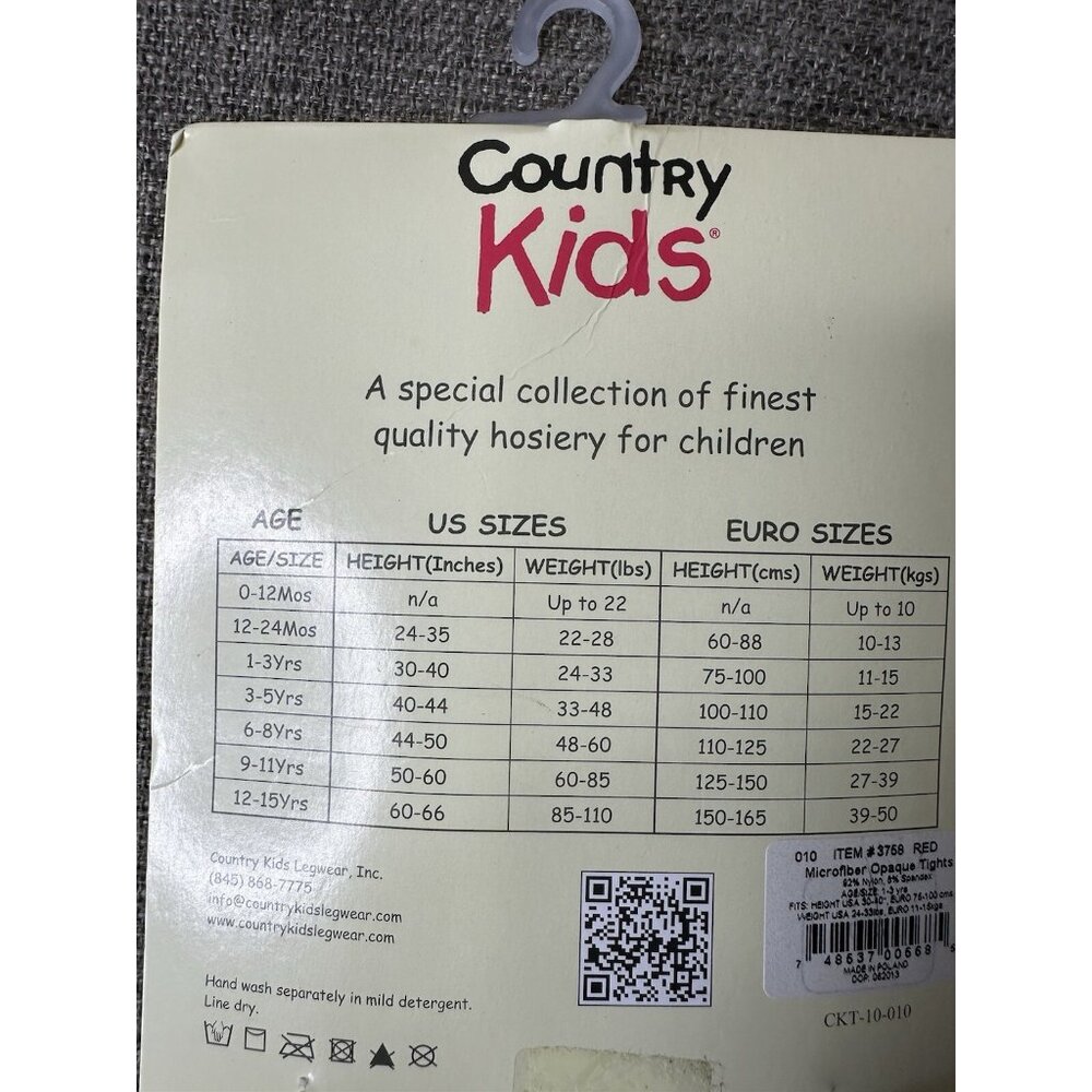 Country Kids Microfiber Opaque Red & Cotton Tights Pink Little Girls Size 1-3 Yr - Picture 3 of 5